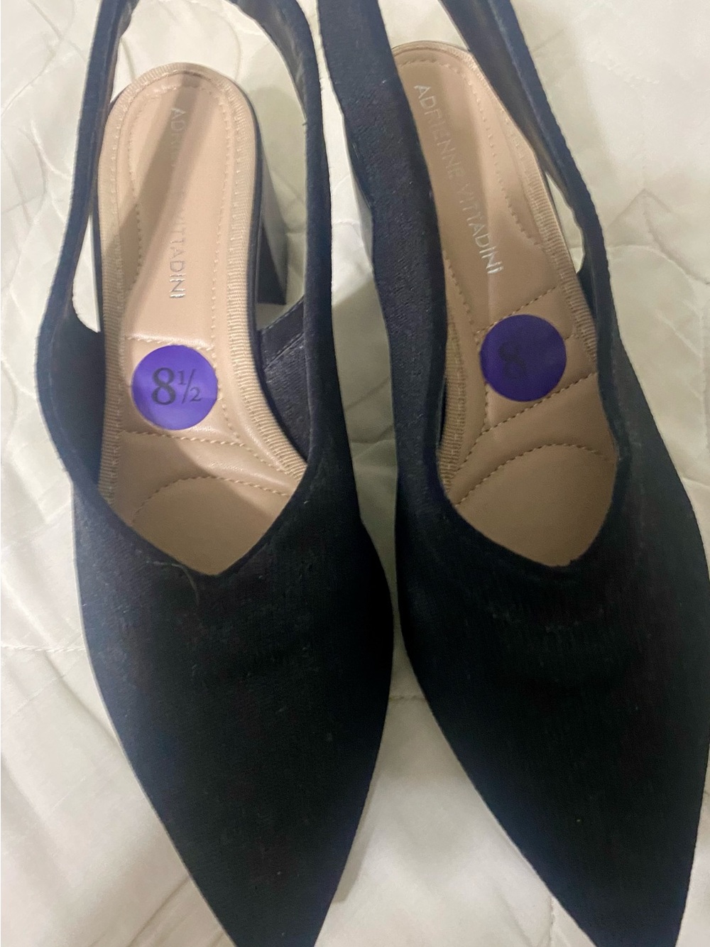 Adrienne Vittadini Black Pointed Slingback Mules